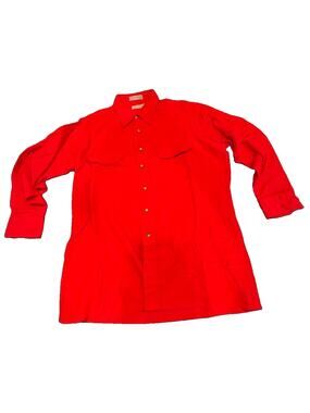Andhurst The Custom Shirt Men’s XL Red Button Front Long Sleeve Work Shirt 23x31